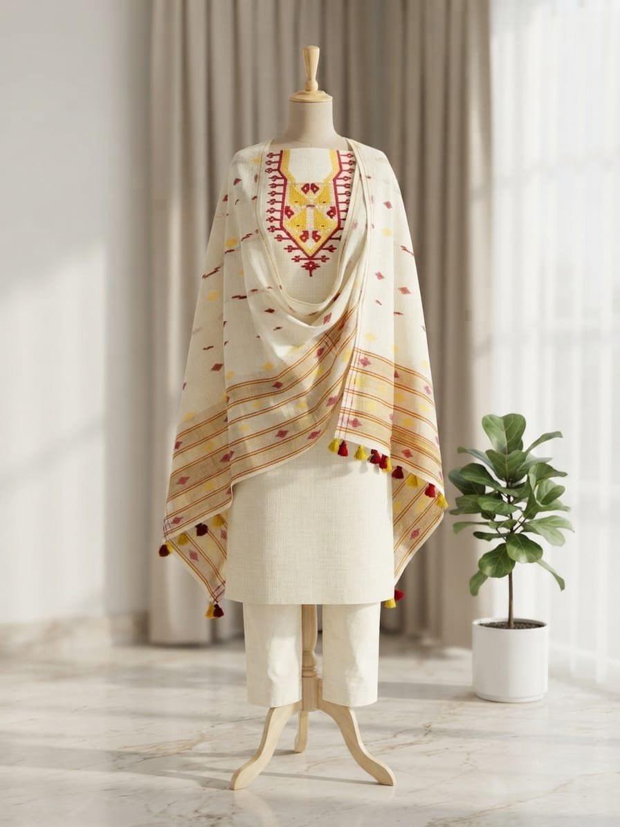 2 Piece Unstitched Soft Salwar Set - Light Vanilla