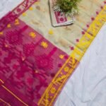 Shiuli Korat Soft Dhakai Jamdani Saree with Blouse Piece - Mushroom