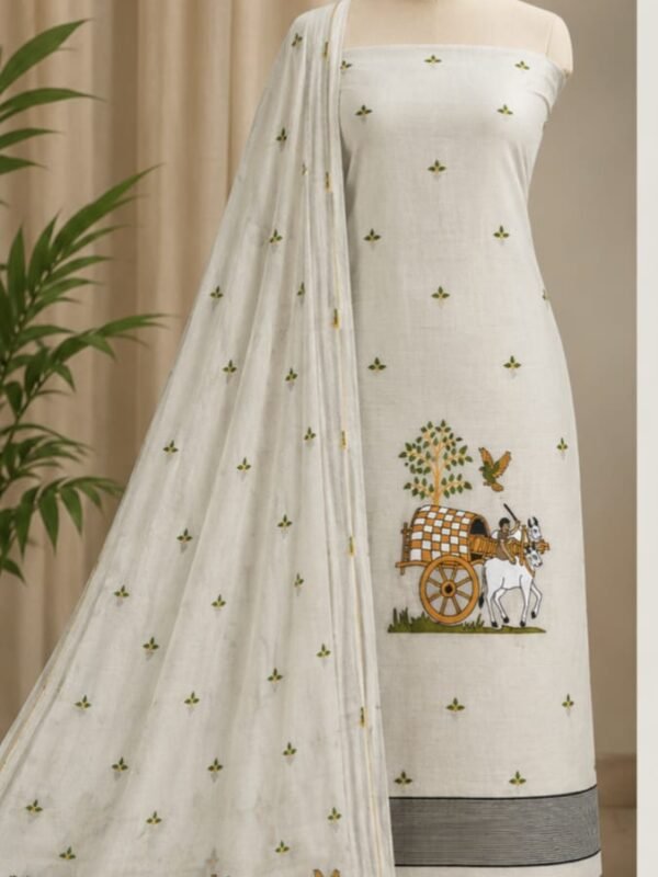 Unstitched Soft 2 Piece Kurta Set - Off White