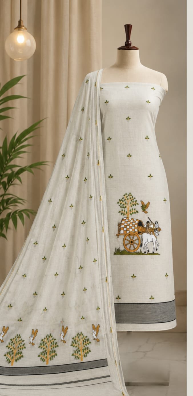 Unstitched Soft 2 Piece Kurta Set - Off White
