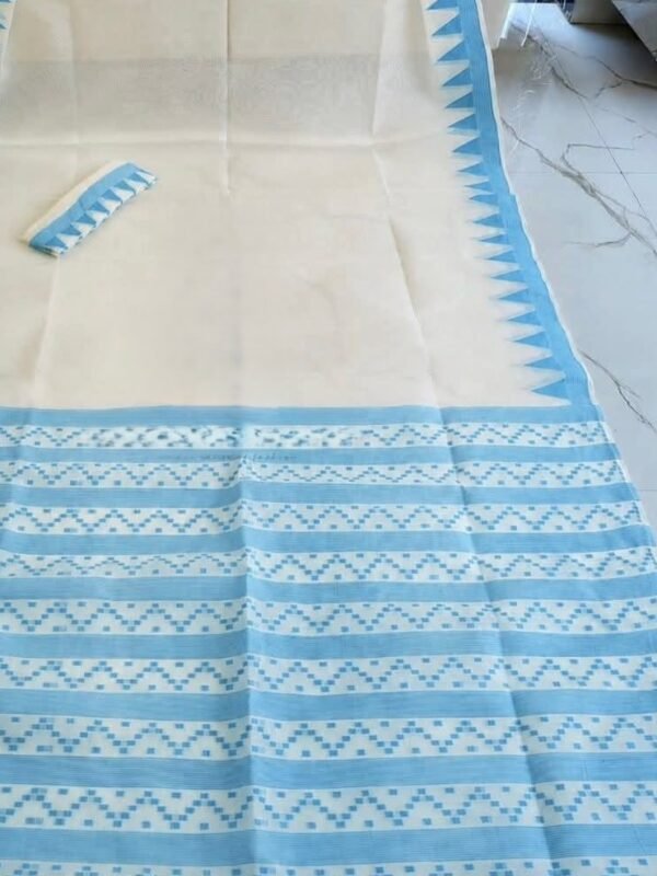 Body Plain Soft Dhakai Jamdani Saree with Blouse Piece - Off White