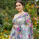 Lota Pata Soft Dhakai Jamdani Saree with Blouse Piece - Olso Grey