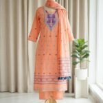 2 Piece Unstitched Soft Salwar Set - Orange Salmon