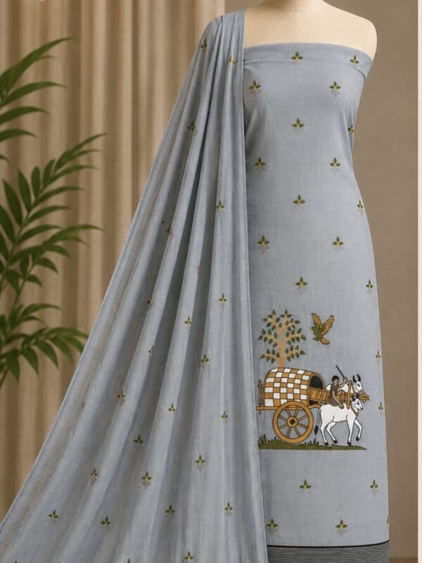 Unstitched Soft 2 Piece Kurta Set - Oslo Grey