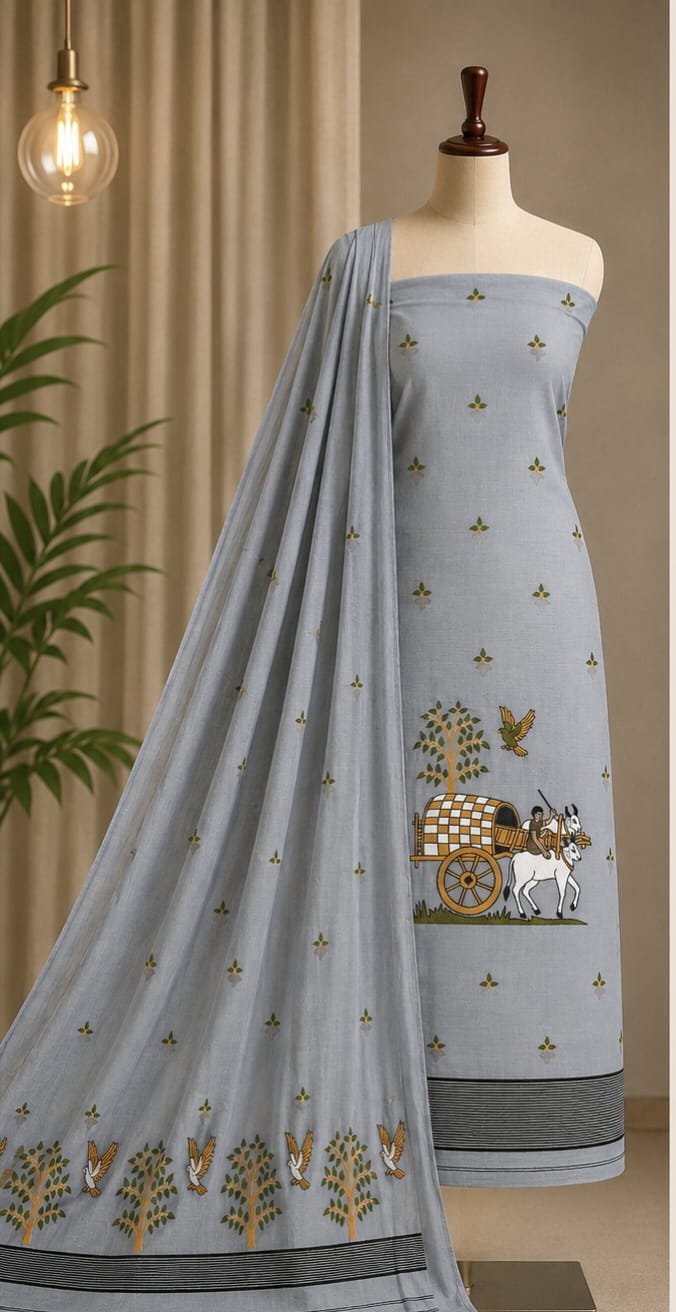 Unstitched Soft 2 Piece Kurta Set - Oslo Grey