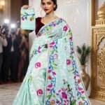 Lota Pata Soft Dhakai Jamdani Saree with Blouse Piece - Pale Teal