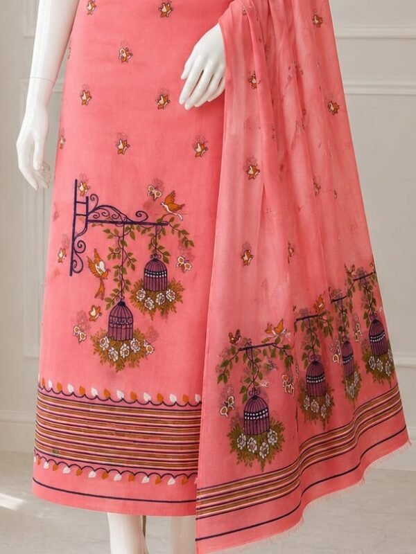 2 Piece Unstitched Soft Salwar Set - Pastel Red