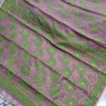 Pata Soft Dhakai Jamdani Sari with Blouse Piece - Rosy Finch