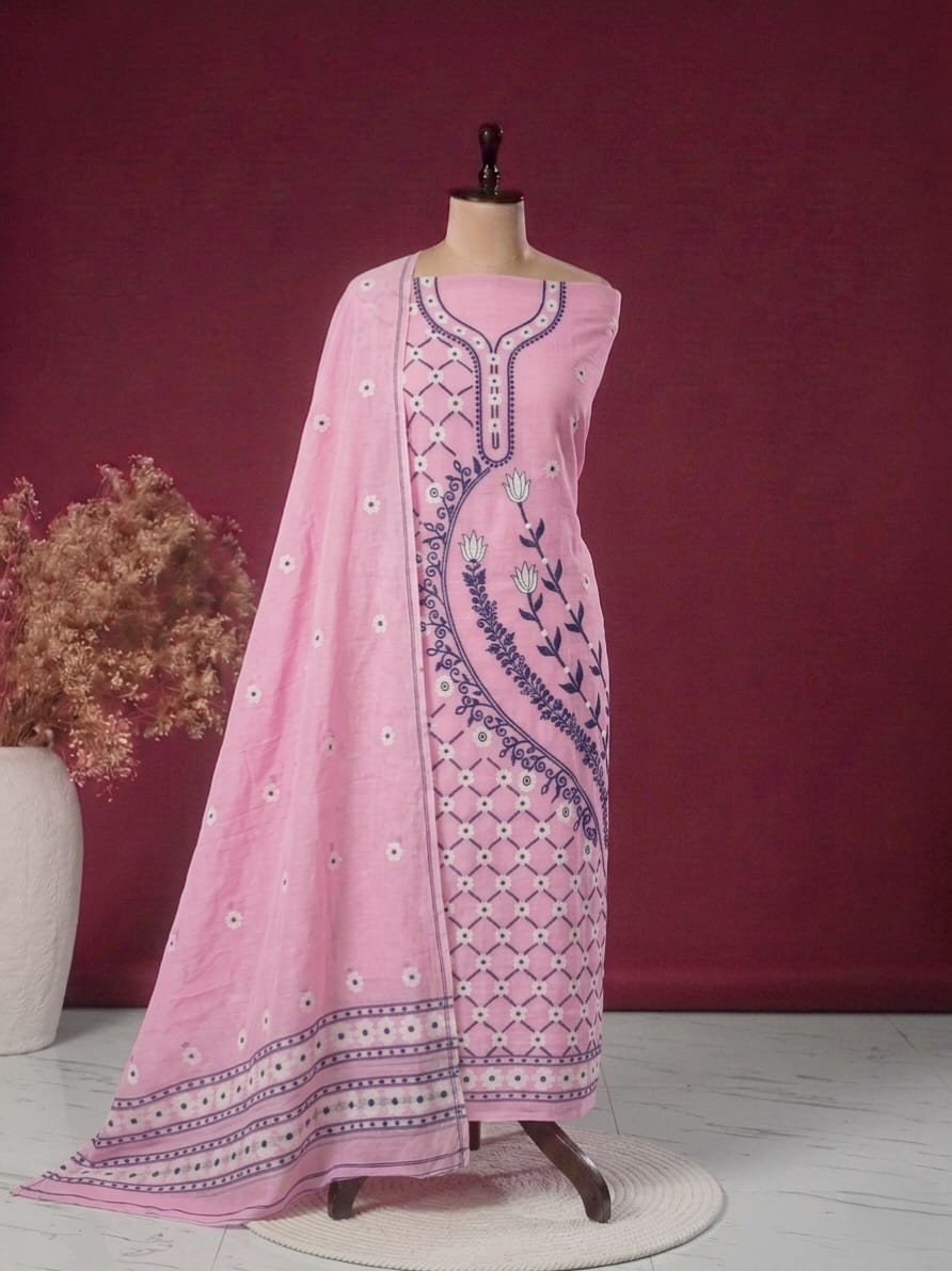 2 Piece Unstitched Soft Salwar Set - Pink Rose
