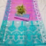 Shiuli Korat Soft Dhakai Jamdani Saree with Blouse Piece - Purplish Pink