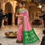 Nokshimala Design Soft Dhakai Jamdani Sari with Blouse Piece - Rose Pink