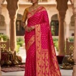 Allover Buti Soft Dhakai Jamdani Sari with Blouse Piece - Rose Red