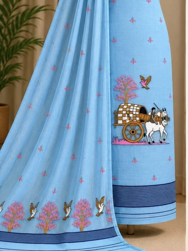 Unstitched Soft 2 Piece Kurta Set - Sky Blue