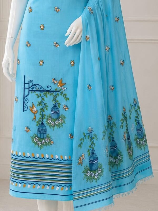 2 Piece Unstitched Soft Salwar Set - Sky Blue