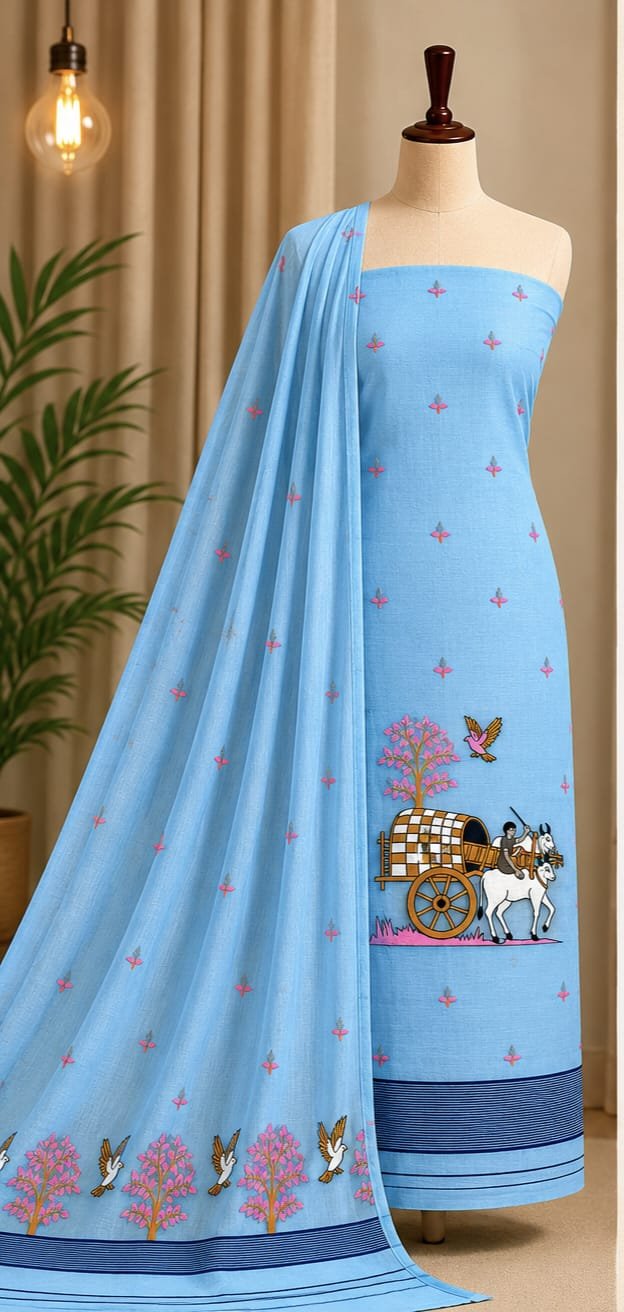 Unstitched Soft 2 Piece Kurta Set - Sky Blue