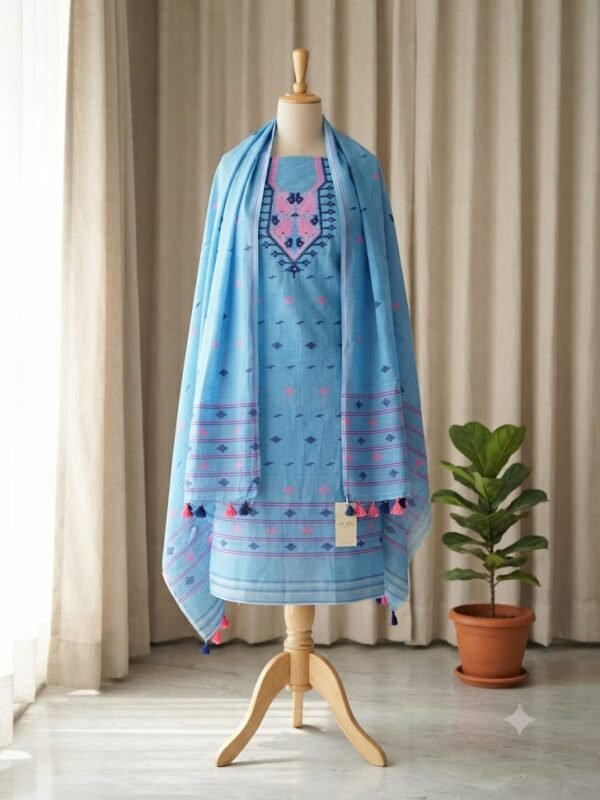 2 Piece Unstitched Soft Salwar Set - Sky Blue