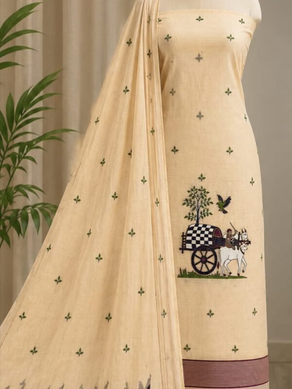 Unstitched Soft 2 Piece Kurta Set - Vanilla