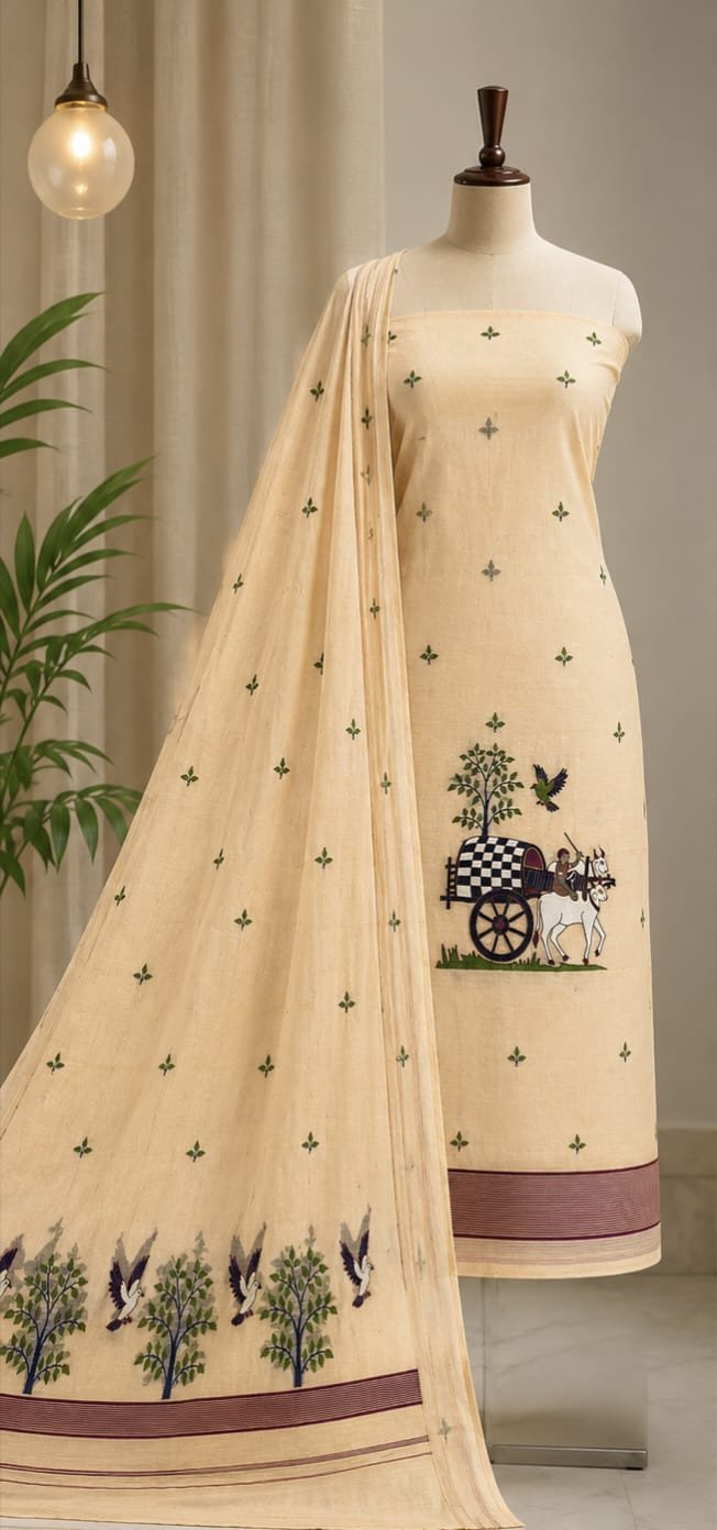 Unstitched Soft 2 Piece Kurta Set - Vanilla