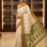 Nokshimala Design Soft Dhakai Jamdani Sari with Blouse Piece - Vanilla