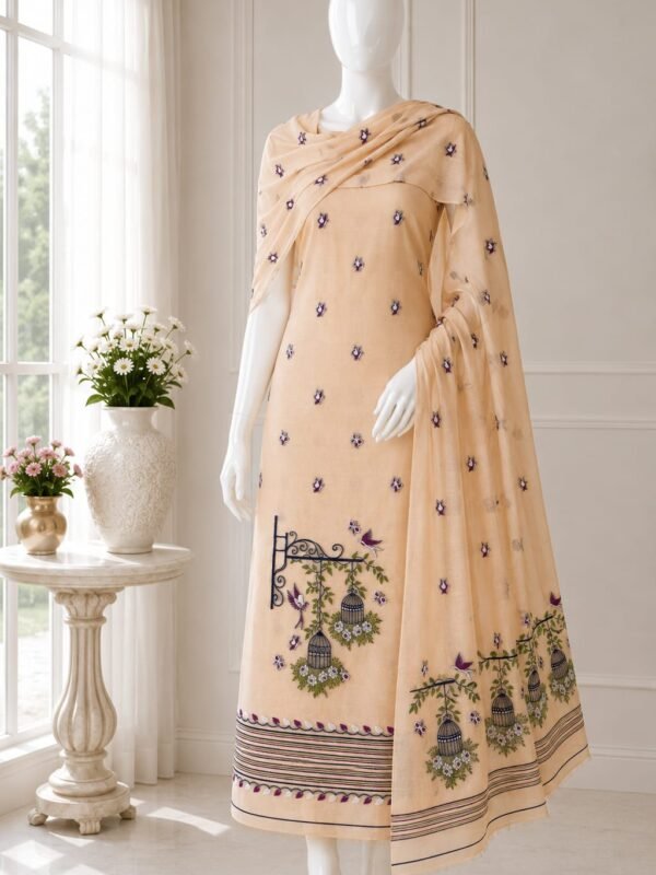 2 Piece Unstitched Soft Salwar Set - Vanilla