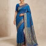 Allover Buti Soft Dhakai Jamdani Sari with Blouse Piece - Venice Blue