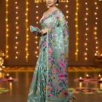 Lota Pata Soft Dhakai Jamdani Saree with Blouse Piece - Viridian Green