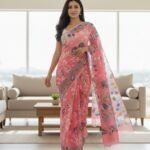 Lota Pata Soft Dhakai Jamdani Saree with Blouse Piece - Watermelon