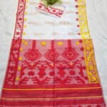 Shiuli Korat Soft Dhakai Jamdani Saree with Blouse Piece - White