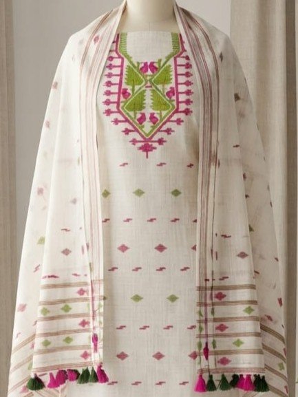 2 Piece Unstitched Soft Salwar Set - White Rock