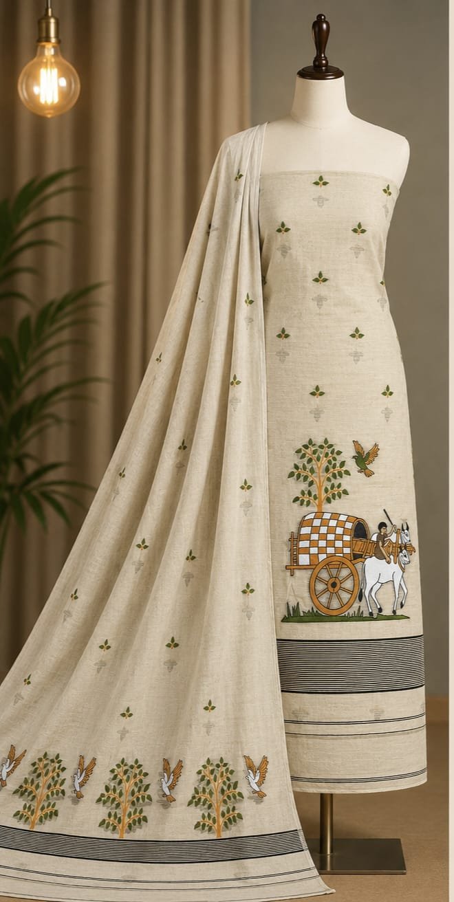 Unstitched Soft 2 Piece Kurta Set - White Rock