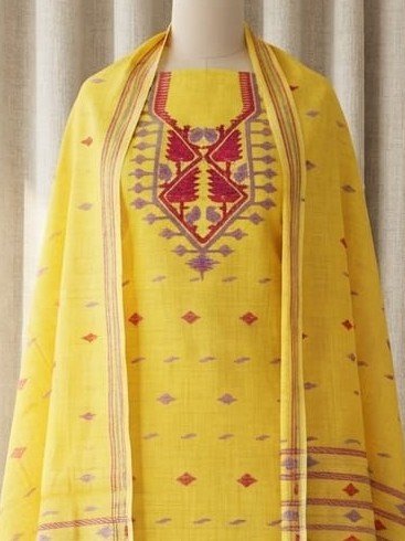 2 Piece Unstitched Soft Salwar Set - Yellow