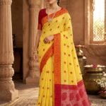 Nokshimala Design Soft Dhakai Jamdani Sari with Blouse Piece - Yellow