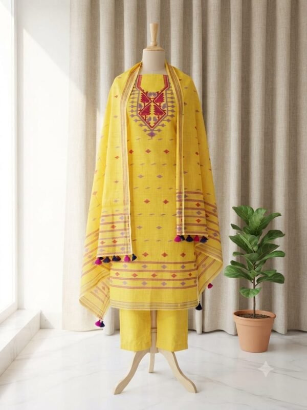 2 Piece Unstitched Soft Salwar Set - Yellow