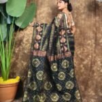 Body Mina Soft Zari Work Jamdani Sari with Blouse Piece - Black