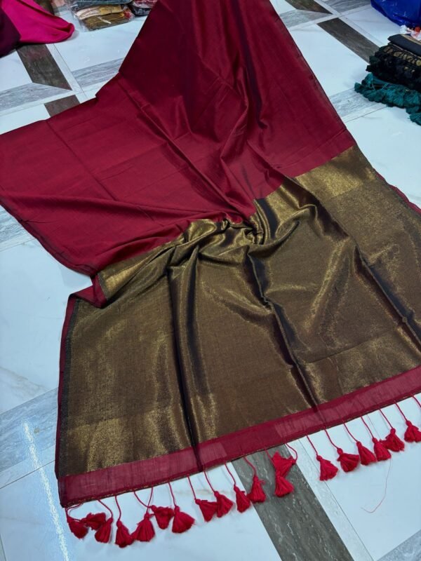 Exclusive Khadi Cotton Handloom Saree with Blouse Piece - Black Rose