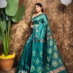 Body Mina Soft Zari Work Jamdani Sari with Blouse Piece - Dark Aqua