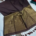 Exclusive Khadi Cotton Handloom Saree with Blouse Piece - Dark Coffee