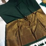 Exclusive Khadi Cotton Handloom Saree with Blouse Piece - Dark Green