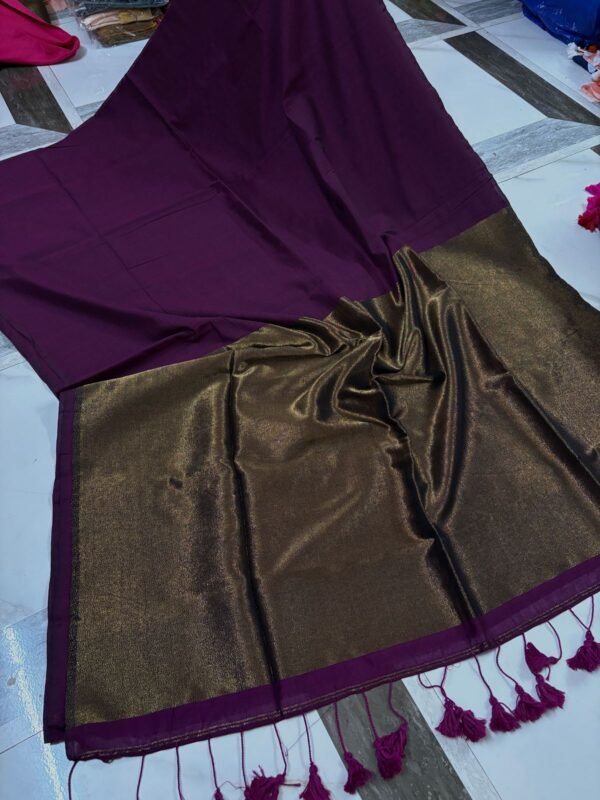Exclusive Khadi Cotton Handloom Saree with Blouse Piece - Dark Purple