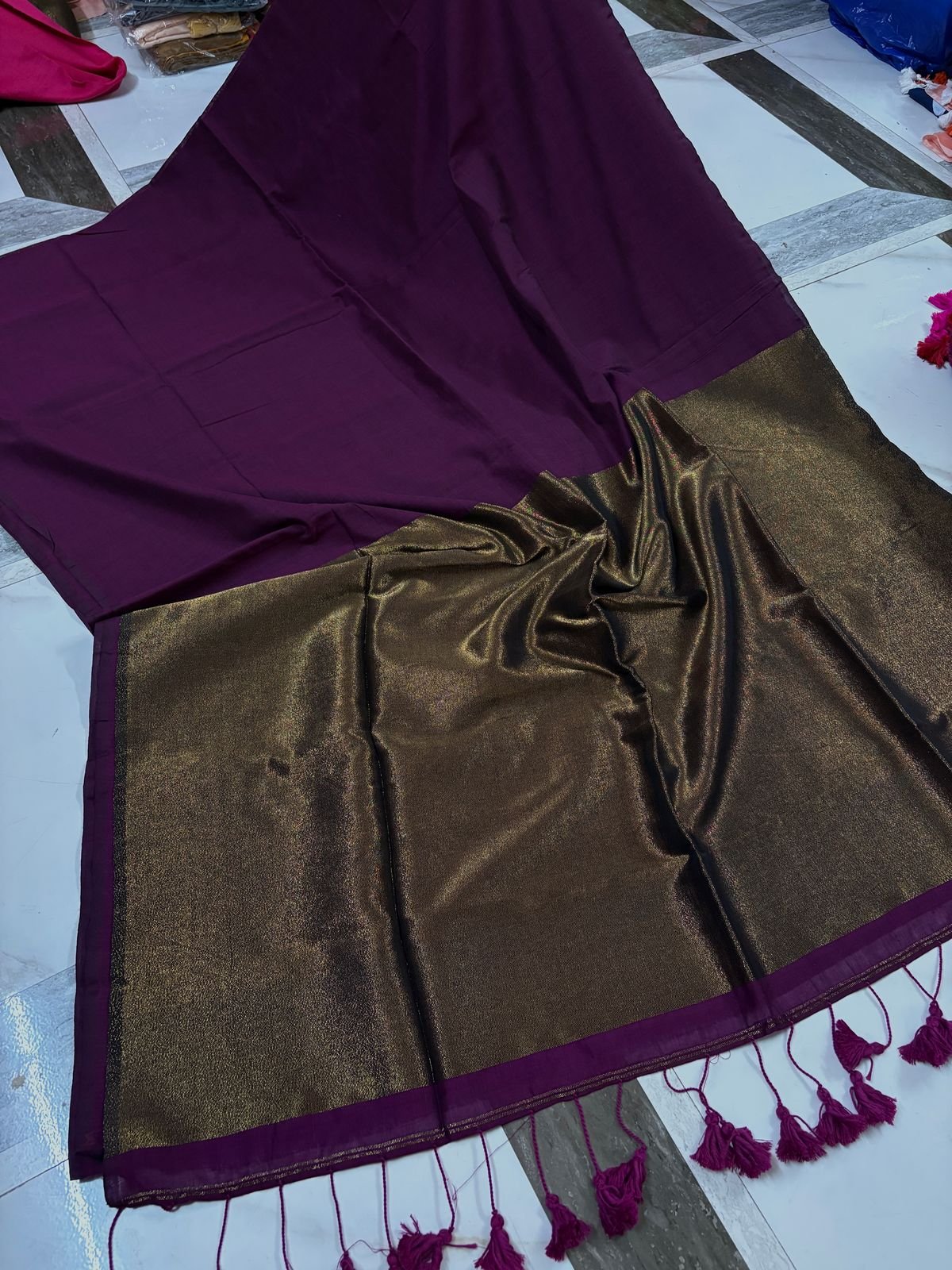 Exclusive Khadi Cotton Handloom Saree with Blouse Piece - Dark Purple