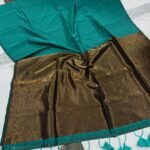 Exclusive Khadi Cotton Handloom Saree with Blouse Piece - Deep Aqua