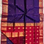 Maheshwari Design Handloom Cotton Silk Sari with Blouse Piece - Deep purple