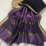 Maheshwari Design Handloom Cotton Silk Saree with Blouse Piece - Dirty Purple