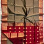 Maheshwari Design Handloom Cotton Silk Sari with Blouse Piece - Dull Brown