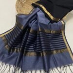 Maheshwari Design Handloom Cotton Silk Saree with Blouse Piece - Dusk