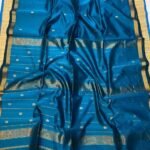 French Blue Soft Maheshwari Design Sari With Blouse Piece