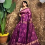 Body Mina Soft Zari Work Jamdani Sari with Blouse Piece - Grape Purple