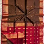 Maheshwari Design Handloom Cotton Silk Sari with Blouse Piece - Irish Coffee