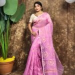 Body Mina Soft Zari Work Jamdani Sari with Blouse Piece - Lavender Pink