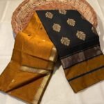 Maheshwari Design Handloom Cotton Silk Sari with Blouse Piece - Light Brown